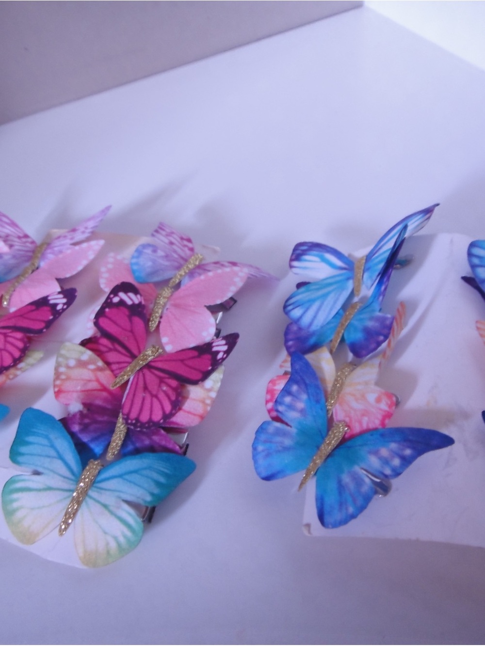 Colorful Butterfly Hair Clip Set — Pink & Blue